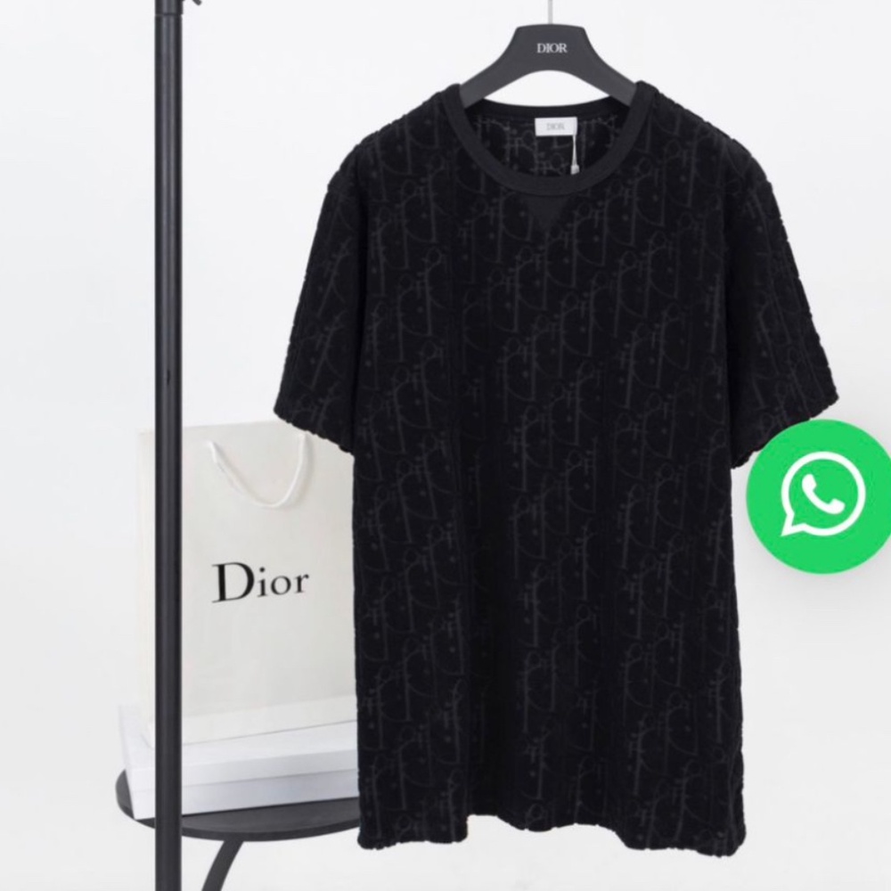 Dior Oblique Relaxed-Fit T-Shirt Black Jacquard Cotton Logo Crew Neck Men